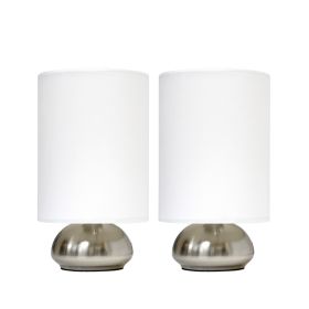 Gemini 2 Pack Mini Touch Tabletop Lamp with Fabric Shades Ivory