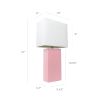 2 Pack Modern Leather Table Lamps with White Fabric Shades, Pink