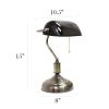 Executive Banker's Desk Lamp with Glass Shade, Black