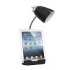 Gooseneck Organizer Desk Lamp with Holder and USB Port, Black