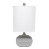 Concrete Thumbprint Table Lamp with White Fabric Shade