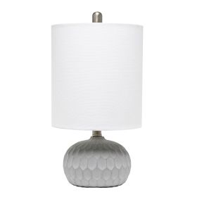 Concrete Thumbprint Table Lamp with White Fabric Shade