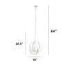 3-Light 18" Adjustable Industrial Globe Hanging Metal and Clear Glass Ceiling Pendant for Kitchen Foyer Hallway Bedroom Living Room Dining Room, White