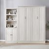 Queen Murphy Wall Bed with 1 Side Cabinet Storage Shelf White