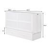 Queen Mobile Murphy Bed with Drawer and Shelves in White