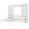 Queen Murphy Wall Bed with Closet, Drawers and Storage White