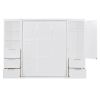 Queen Murphy Wall Bed with Closet, Drawers and Storage White