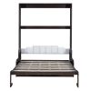 Queen Size Murphy Wall Bed with Bench and Cushion, Espresso