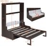 Queen Size Murphy Wall Bed with Bench and Cushion, Espresso