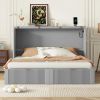 Queen Size Murphy Wall Bed with drawer and & USB Ports Gray