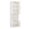 Queen Murphy Bed with Side Cabinet Storage Shelf and Desk White