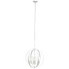 3-Light 18" Adjustable Industrial Globe Hanging Metal and Clear Glass Ceiling Pendant for Kitchen Foyer Hallway Bedroom Living Room Dining Room, White