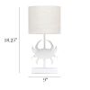 Shoreside Coastal White and Polyresin Pinching Crab Shaped Desk Lamp with Light Beige Fabric Drum Shade