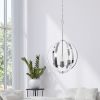 3-Light 18" Adjustable Industrial Globe Hanging Metal and Clear Glass Ceiling Pendant for Kitchen Foyer Hallway Bedroom Living Room Dining Room, Chrom