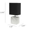 Petite Marbled Ceramic Tabletop Lamp with Fabric Shade, White with Black Shade