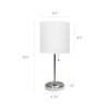 Stick Lamp with USB charging port and Fabric Shade 2 Pack Set, White