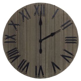 Handsome 21" Rustic Farmhouse Wood Wall Clock, Rustic Gray