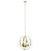 3-Light 18" Adjustable Industrial Globe Hanging Metal and Clear Glass Ceiling Pendant for Kitchen Foyer Hallway Bedroom Living Room Dining Room, Gold