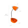 Gooseneck Organizer Desk Lamp with Holder and Charging Outlet, Orange