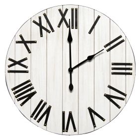 Handsome 21" Rustic Farmhouse Wood Wall Clock, White Wash