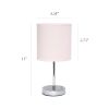 Chrome Mini Basic Tabletop Lamp with Fabric Shade 2 Pack Set, Blush Pink