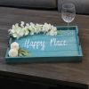 Decorative Wood Serving Tray w/ Handles, 15.50" x 12", "Happy Place"