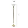 Classic 1 Light Torchiere Floor Lamp with Marbleized Glass Shade, Gold