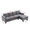 Modern L-Shaped Sectional Sofa Set with Storage Chaise and Cup Holder (Grey)