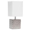 Contemporary Petite Hammered Metallic Chrome Square Lamp