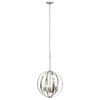 3-Light 18" Adjustable Industrial Globe Hanging Metal and Clear Glass Ceiling Pendant for Kitchen Foyer Hallway Bedroom Living Room Dining Room, Brush