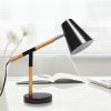 Black Matte and Wooden Pivot Desk Lamp