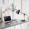 Black Matte and Wooden Pivot Desk Lamp