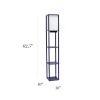 Floor Lamp Etagere Organizer, 2 USB and Linen Shade, Navy