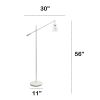 Swing Arm Floor Lamp with Clear Glass Cylindrical Shade, White