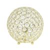 Elipse Medium 8" Contemporary Metal Crystal Round Sphere Glamourous Orb Table Lamp for Living Room, Bedroom, Entryway, Office, Foyer, Home Décor, Gold