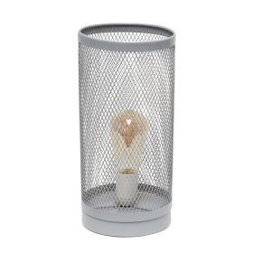 Gray Mesh Cylindrical Steel Table Lamp