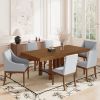 Modern Rustic 7 Piece Dining Table Set with Leaf and 6 Chairs, Brown