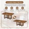 Modern Rustic 7 Piece Dining Table Set with Leaf and 6 Chairs, Brown