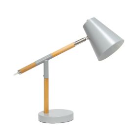 Gray Matte and Wooden Pivot Desk Lamp