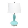 Glass Dollop Table Lamp with White Fabric Shade, Seafoam