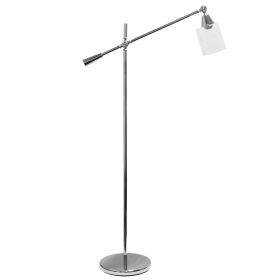 Swing Arm Floor Lamp with Clear Glass Cylindrical Shade, Chrome