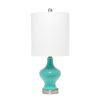 Paseo Table Lamp with White Fabric Shade, Teal