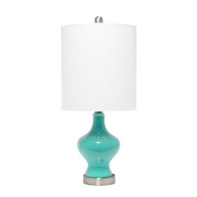 Paseo Table Lamp with White Fabric Shade, Teal