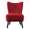 Unique Style Velvet Accent Chair with Button-Tufted Back, Red