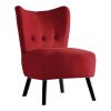 Unique Style Velvet Accent Chair with Button-Tufted Back, Red