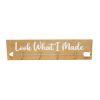 Decorix Farmhouse Wall Mounted Hanging 4 Photo Wooden Picture Frame Display with Clips Hearted Arrow and "Look What I Made" Script in White Text for A