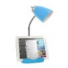 Gooseneck Organizer Desk Lamp with Holder and USB Port, Blue