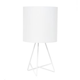 Down to the Wire Tabletop Lamp with Fabric Shade, White with White Shade