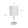 Chrome Mini Basic Tabletop Lamp with Fabric Shade, White