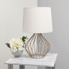 Geometrically Wired Lamp, White on Copper